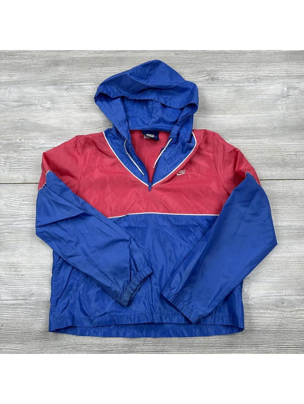 VTG Nike Track Jacket Womens Large Pink Blue Lightweight Windbreaker 80s USA